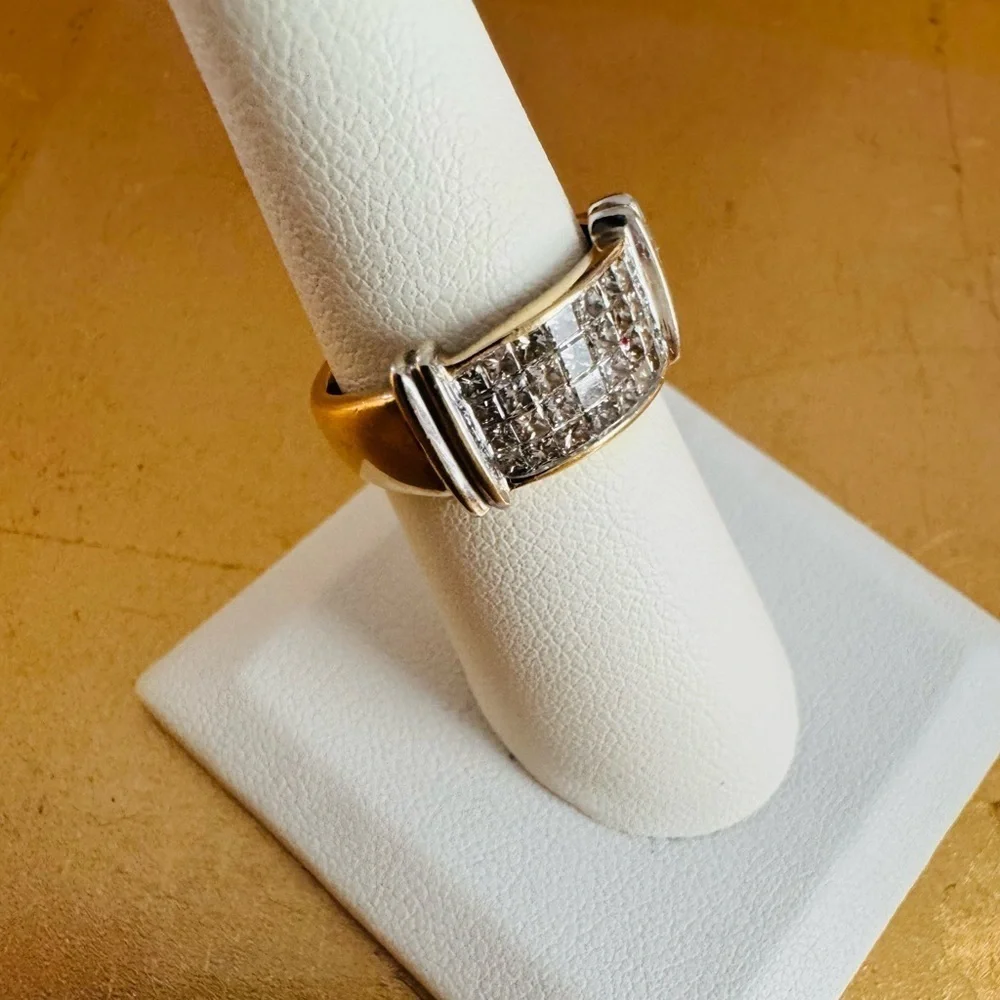 14K Yellow and White Gold Channel Set Band Ring Wedding Anniversary size 7